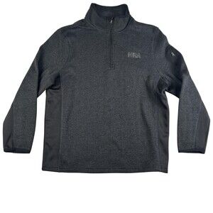 NRA Sweatshirt Mens Large Gray 1/4 Zip Fleece Pullover Zip Pocket Logo Hunting